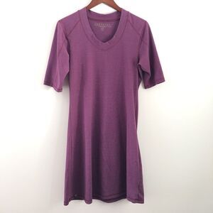 Earthtec purple v neck short sleeve tunic dress | Size Large